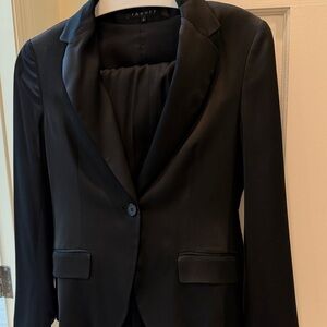Theory Satin Black Pants suit